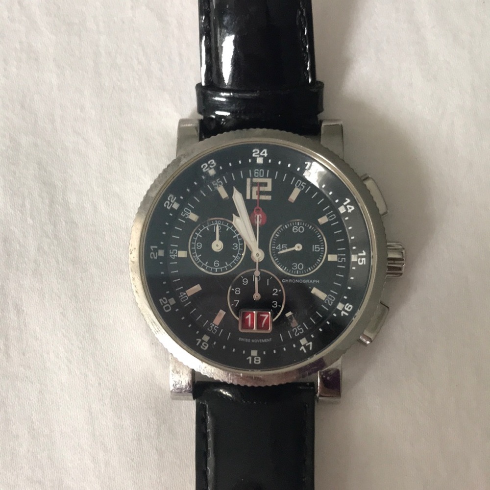 Black face watch with red details